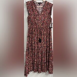 Signature by Sangria A-Line Skirt - Black and Pink Floral